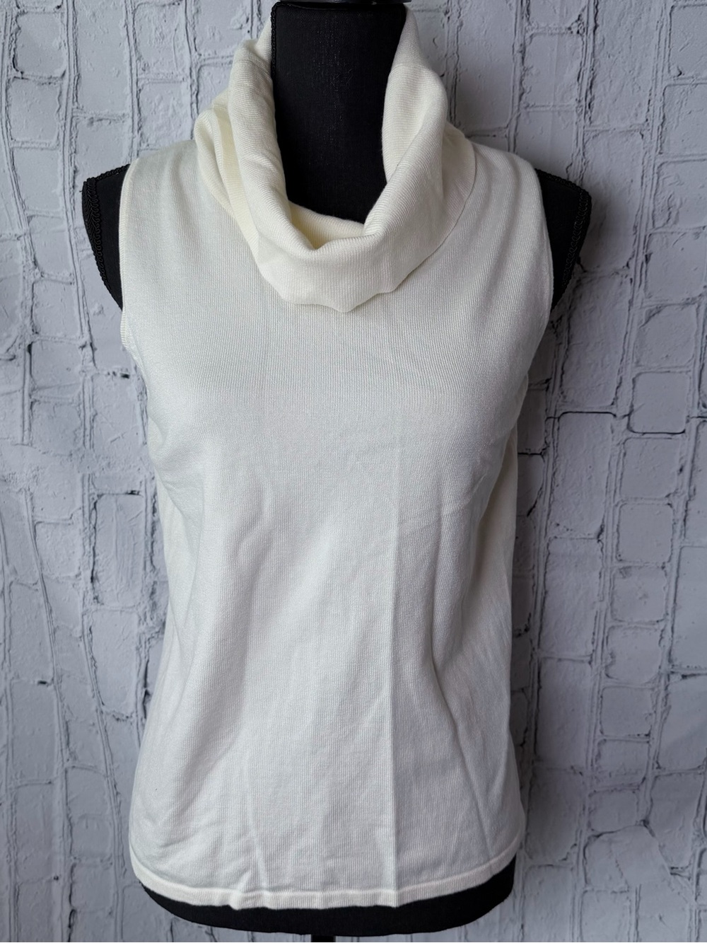 Y2K George Cream Sleeveless Cowl Neck Sweater